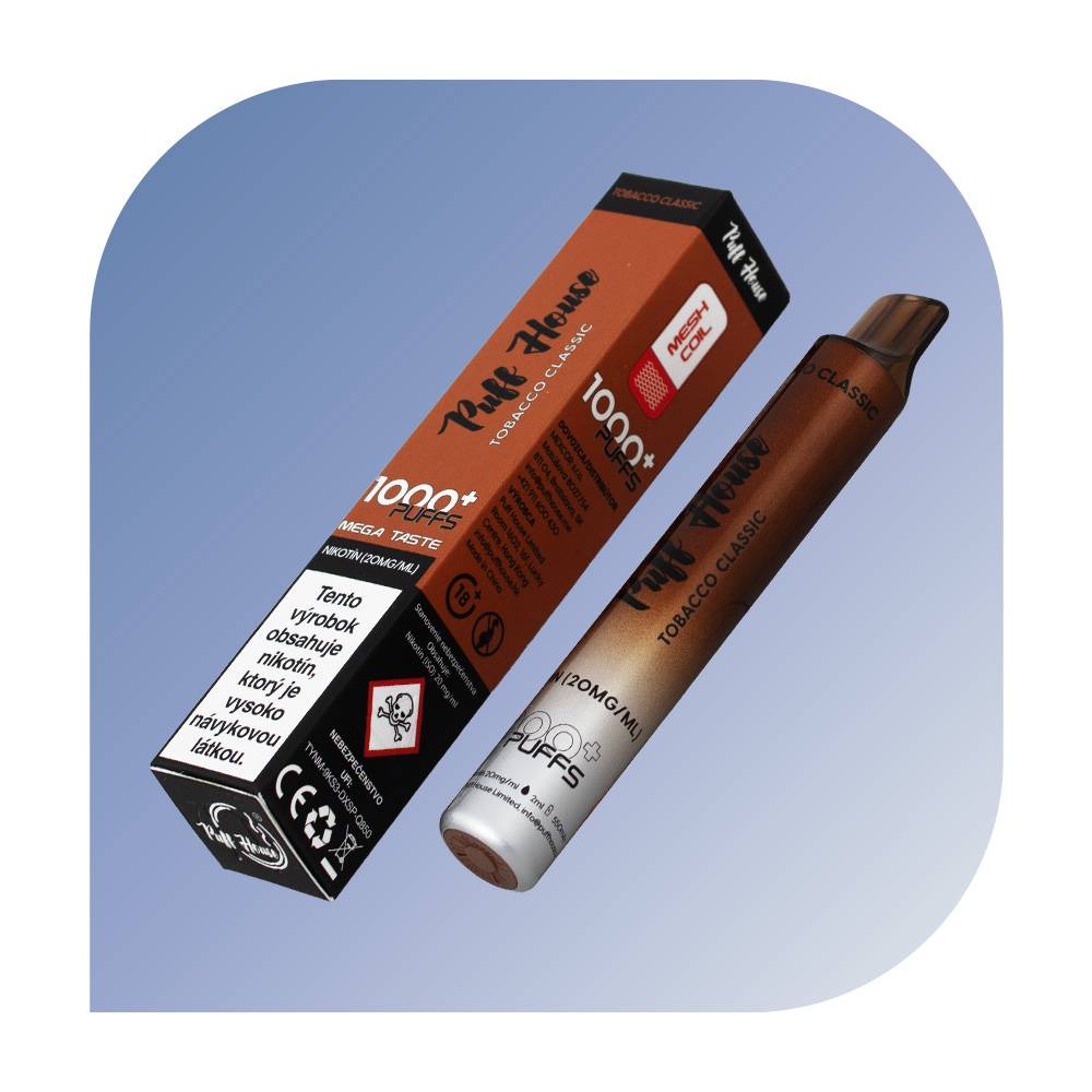  Puff House 1000 Puffs - Tobacco Classic (20mg/ml) - bezdymka