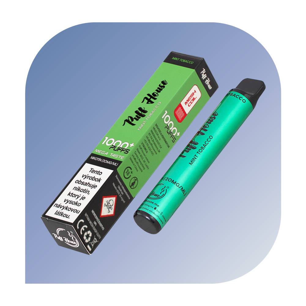 Puff House 1000 Puffs - Mint Tobacco (20mg/ml) - jednorazová bezdymka