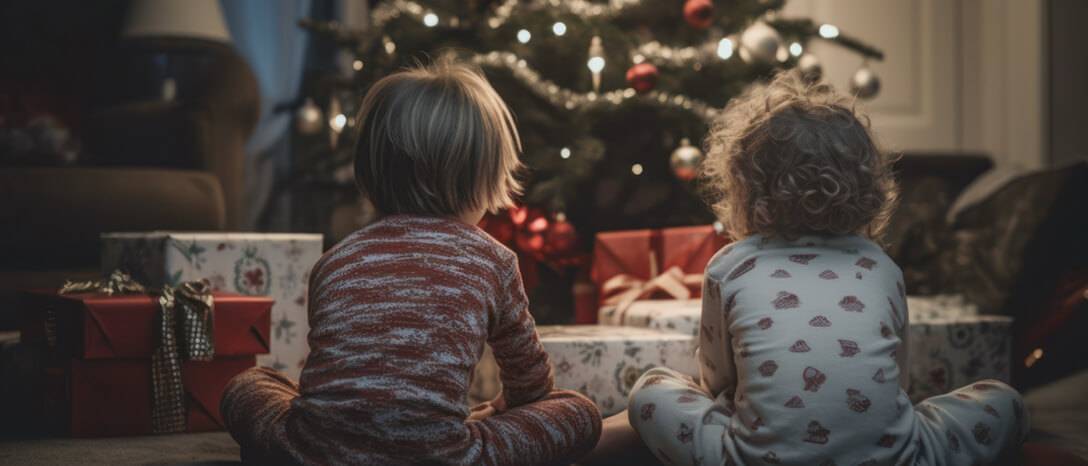 deti s hračkami a balíčkami