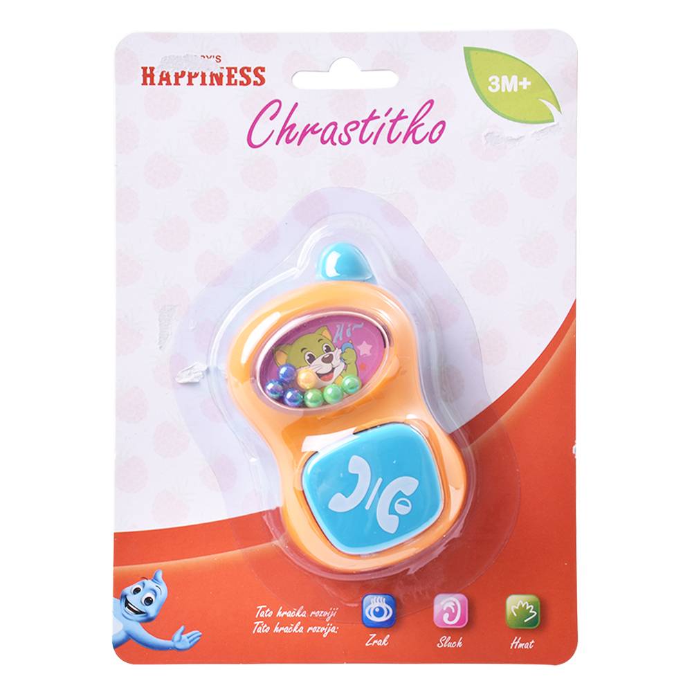 Hrkálka telefónik 9 cm s guličkami BABY'S HAPPINESS 3M+