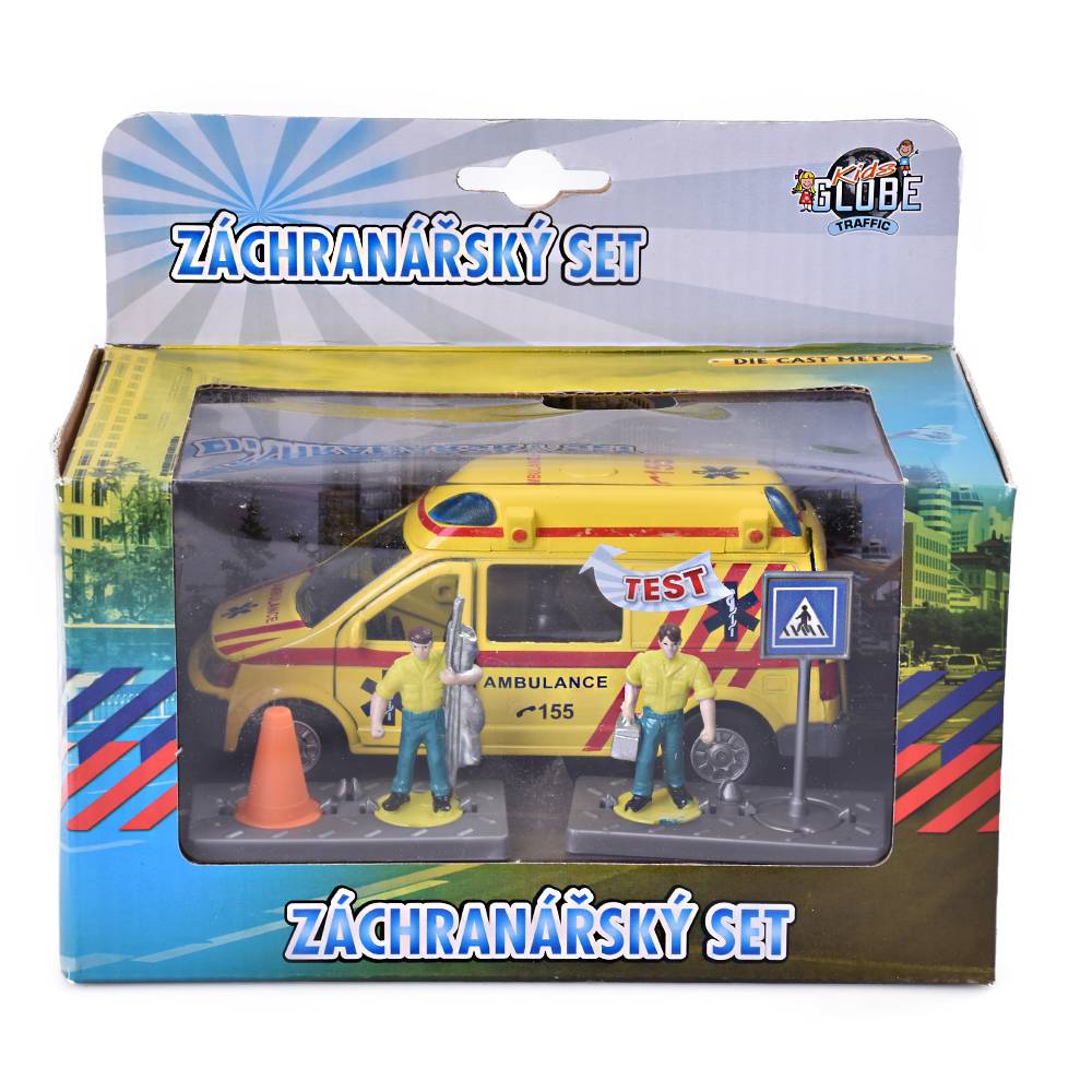 Auto ambulancia kovová 13cm