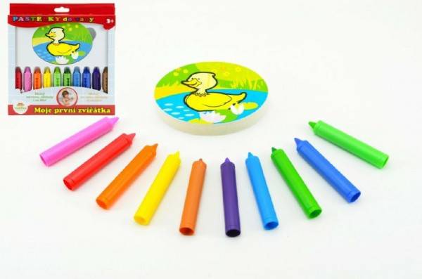 Teddies Pastelky Moje první zvířátka 10 ks s houbičkou v krabičce MPZ