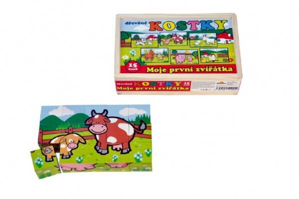Teddies Kostky kubus Moje první zvířátka dřevo
