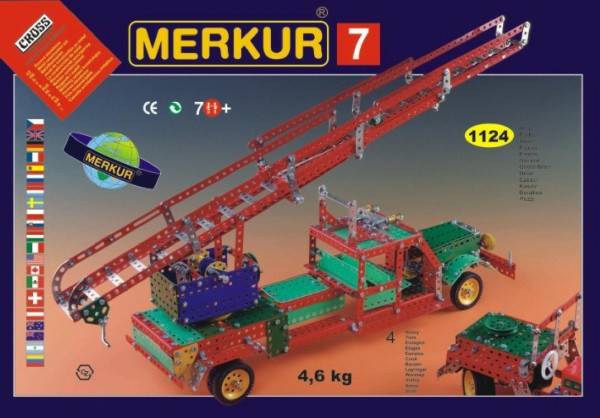 Stavebnica MERKUR 7 100 modelov 1124ks 4 vrstvy v krabici 54x36x6cm