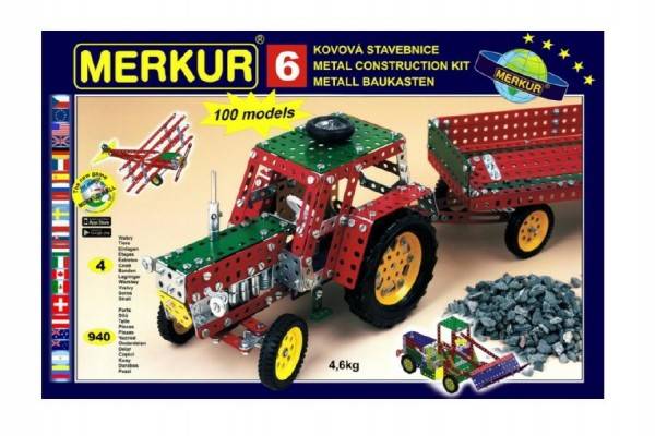 Stavebnica MERKUR 6 100 modelov 940ks 4 vrstvy v krabici 54x36x6cm