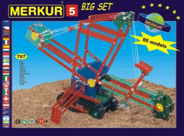 Stavebnica MERKUR 5 80 modelov 767ks v krabici 36x27x8cm