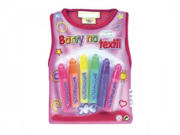 Farby na textil trblietavé dúhové 6ks na karte