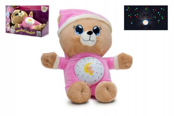 Medvedík Uspávačik ružový plyš na batérie so svetlom a zvukom