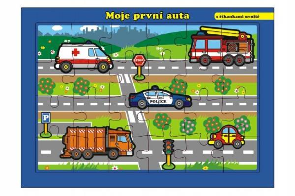 Puzzle doskové Moje prvé autá s riekankami 26x17cm 24 dielikov