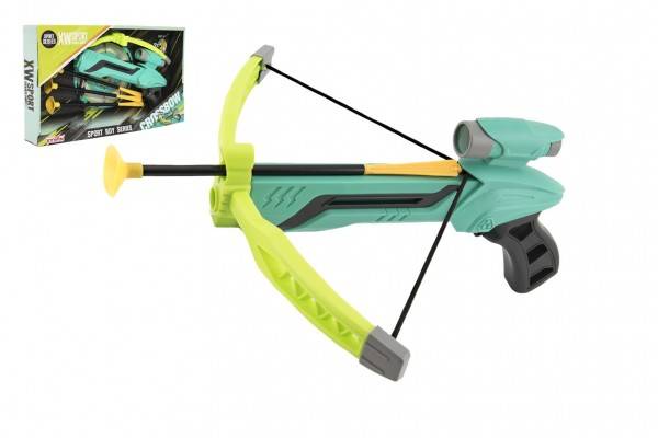 Teddies pistole/kuše s lukem na přísavky plast 25cm + šípy 3ks v krabici