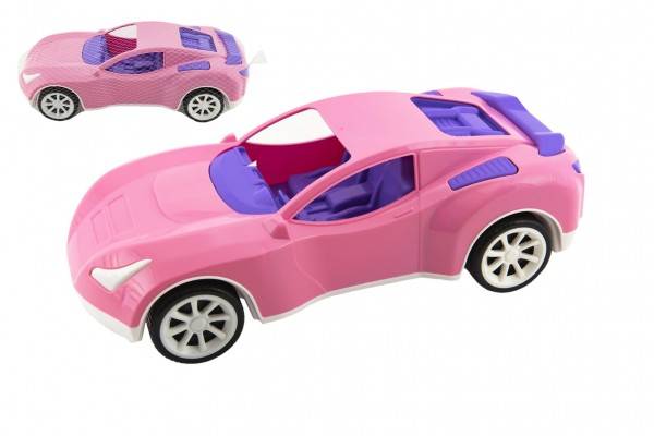 Teddies Auto športové pre dievčatá ružové plast na voľný chod v sieťke 16x36x12cm