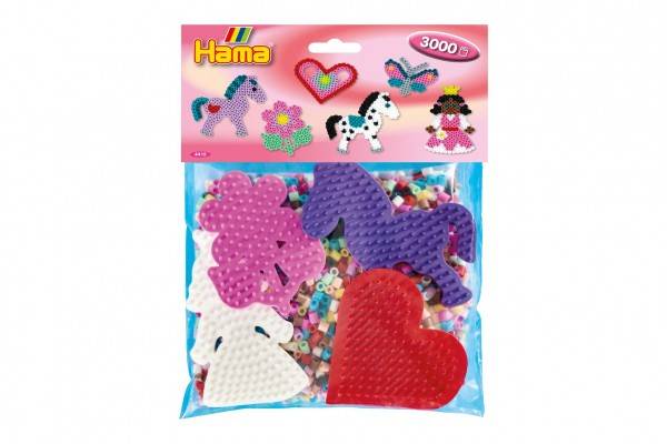 Zažehlovacie korálky Hama plast 3000ks + 4 podložky v sáčku 19x21x5cm