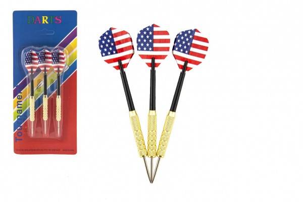 Hádzacie šípky s kovovým hrotom 15cm kov/plast 3 ks na karte