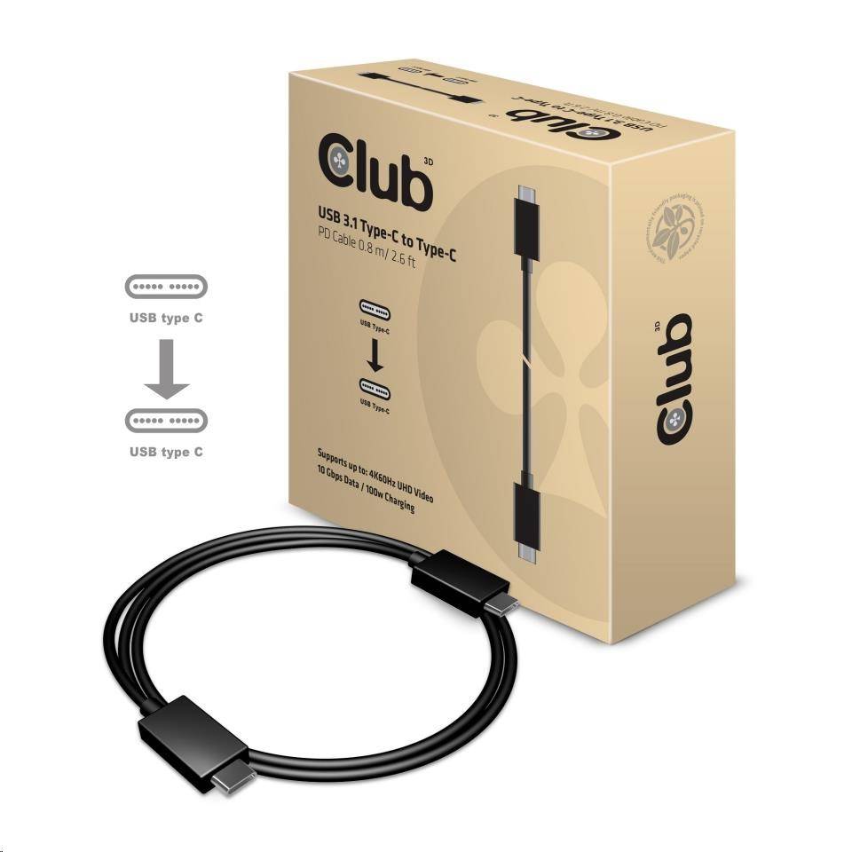 Club3D CAC-1522 USB USB 3.1 TYPE C na USB 3.1 TYPE C, 0,8m