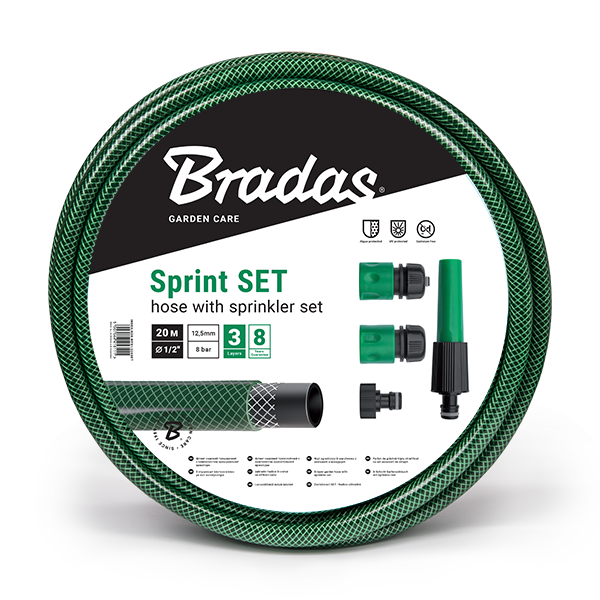 Bradas Hadica záhradná - SET SPRINT, 1/2", 20 m, zelená