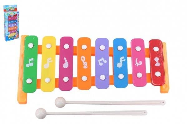 Wiky Xylofón 26cm kov plast a 2 paličky 3 farby