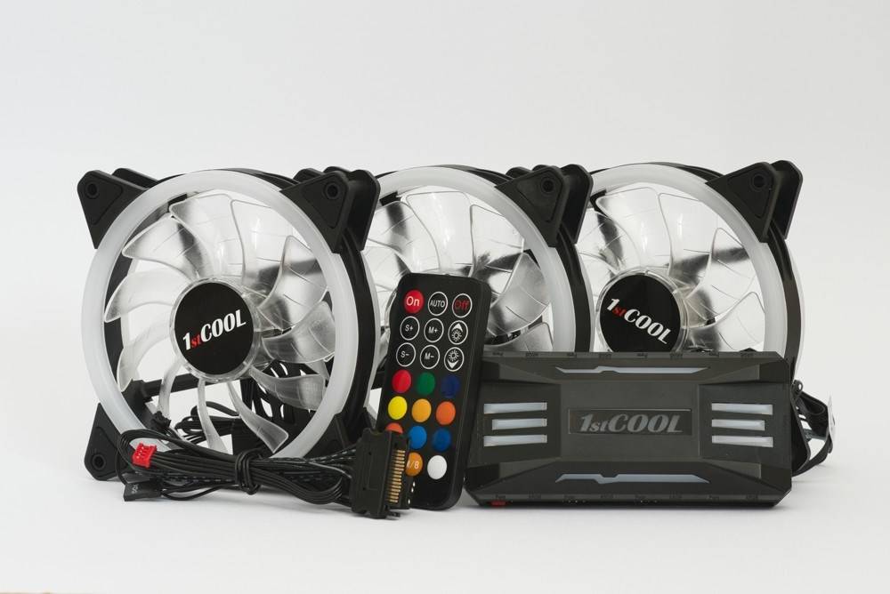 1stCOOL Fan KIT AURA EVO 2 ARGB, 3x Dual Ring ventilátor + ovládač + diaľkové ovládanie