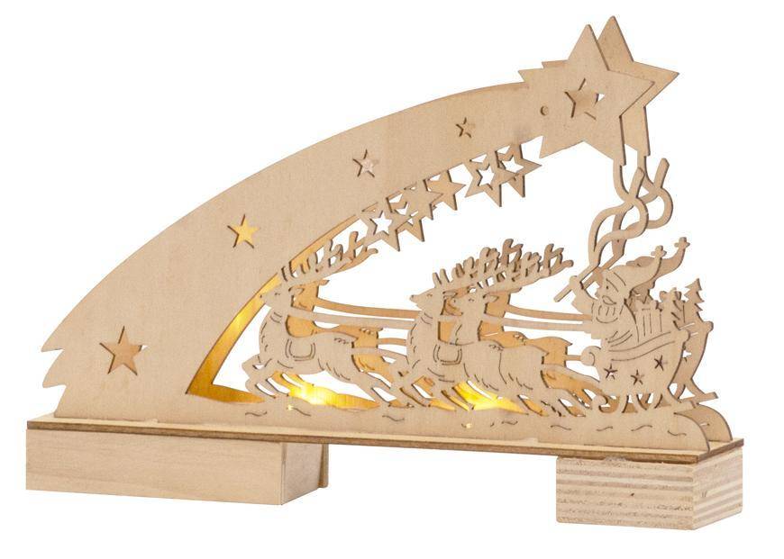 Dekoracia Woodeco 11134, Servitník so Santom, 5xLED, 22x5x15 cm