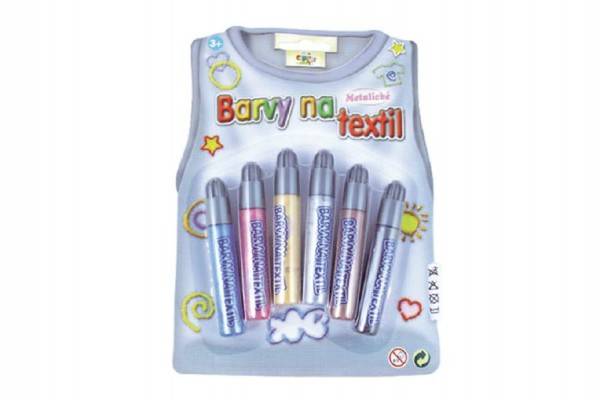Farby na textil metalické 6ks na karte