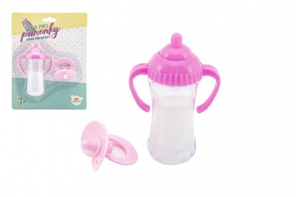 Teddies Sada pre bábiky plast fľaštička cumlík na karte 15x21x5cm