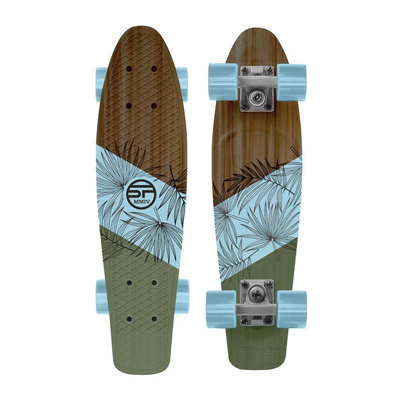 WOO-FISH Drevený pennyboard 56 x 15 cm, ABEC7, svetlo modrý