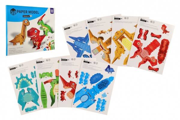 Modely 3D papierové dinosaury 8 ks v sácku