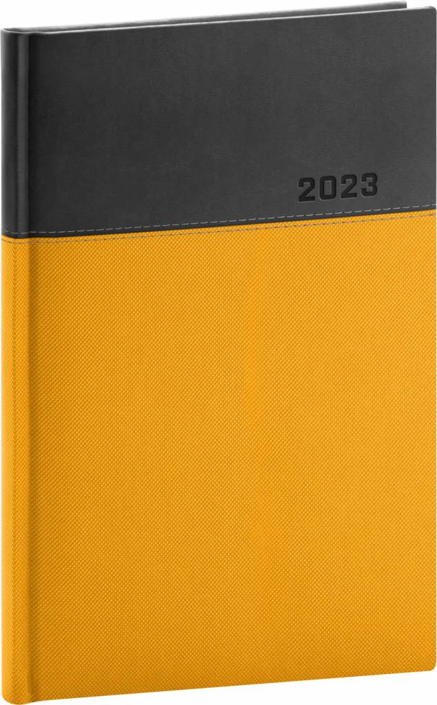 Týždenný diár Dado 2023, žlto–čierny, 15 × 21 cm