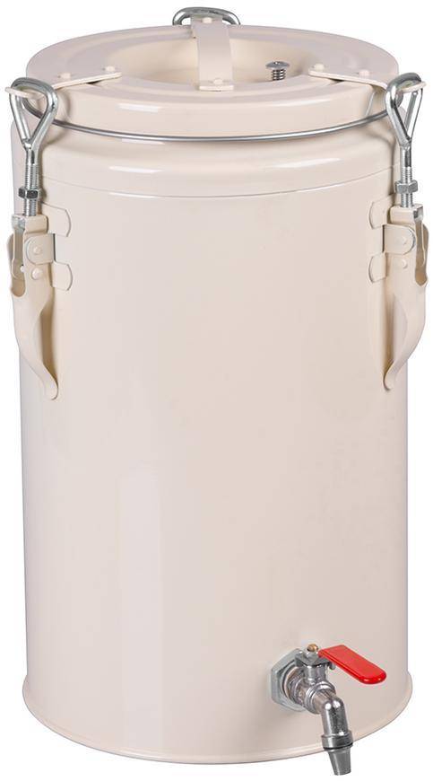 Nádoba, na prepravu jedla, s kohútom, kovová, 275 x 275 x 445 mm, 10 l.