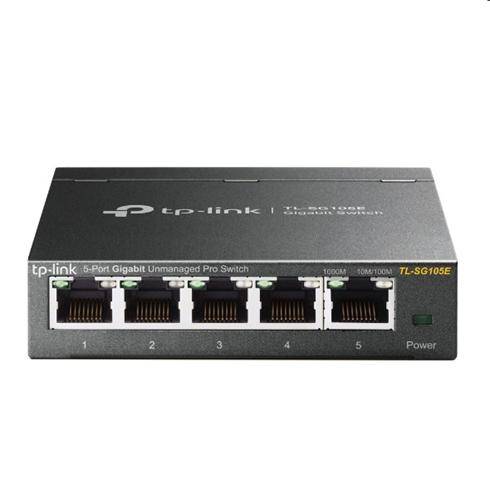 tp-link TL-SG105E, 5 port Gigabit mini Easy Smart Switch, 5x 10/100/1000M RJ45, IGMP, MTU, Tag-Based, VLAN, QoS, steel case