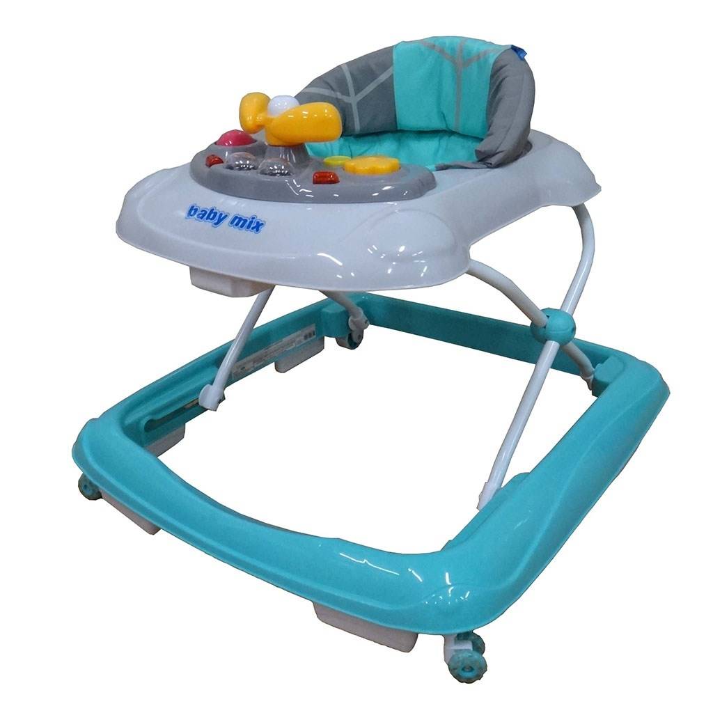 Detské chodítko Baby Mix s volantom a siikónovými kolieskami mint