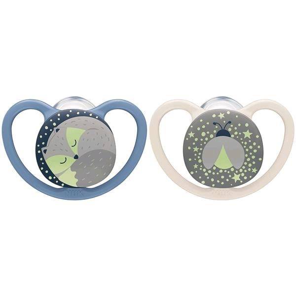 Dojčenský cumlík NUK Space Nights 6-18m 2ks/BOX chlapec 6-18 m