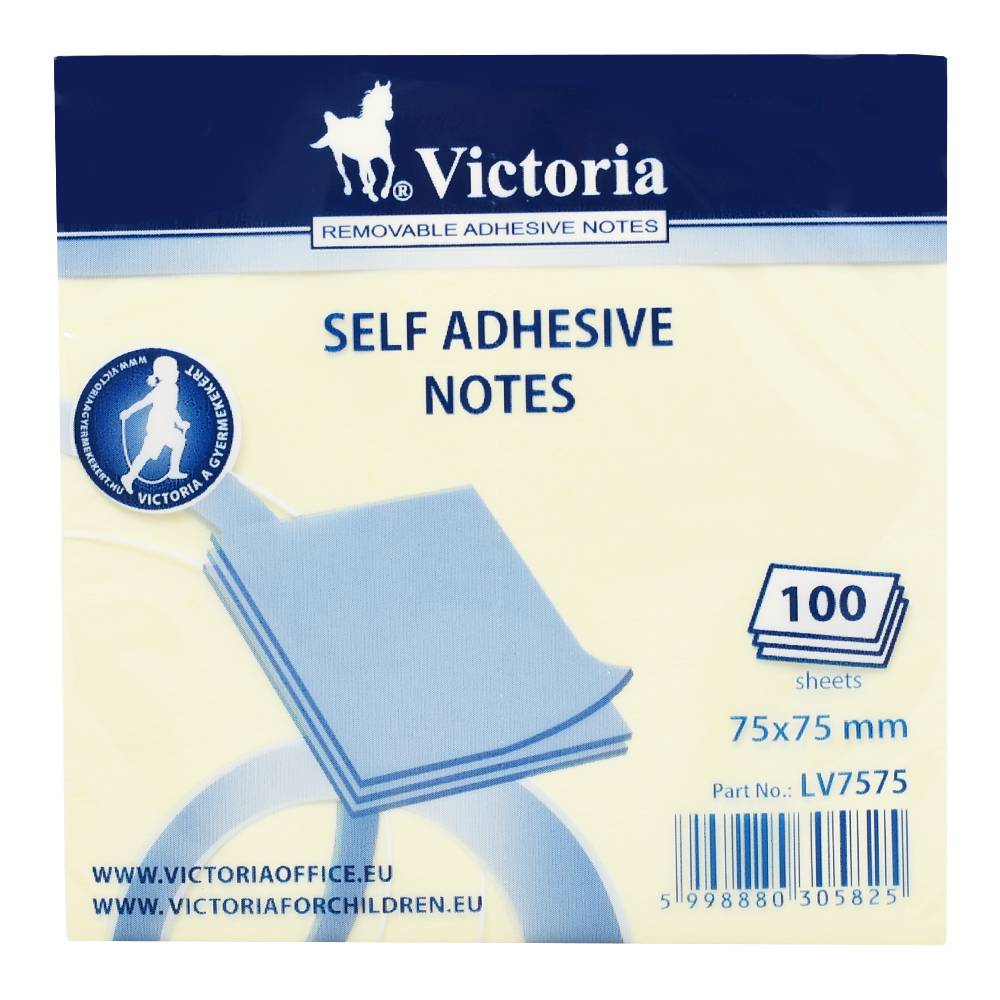Bločky samolepiace 75x75mm 100 listov žlté Victoria
