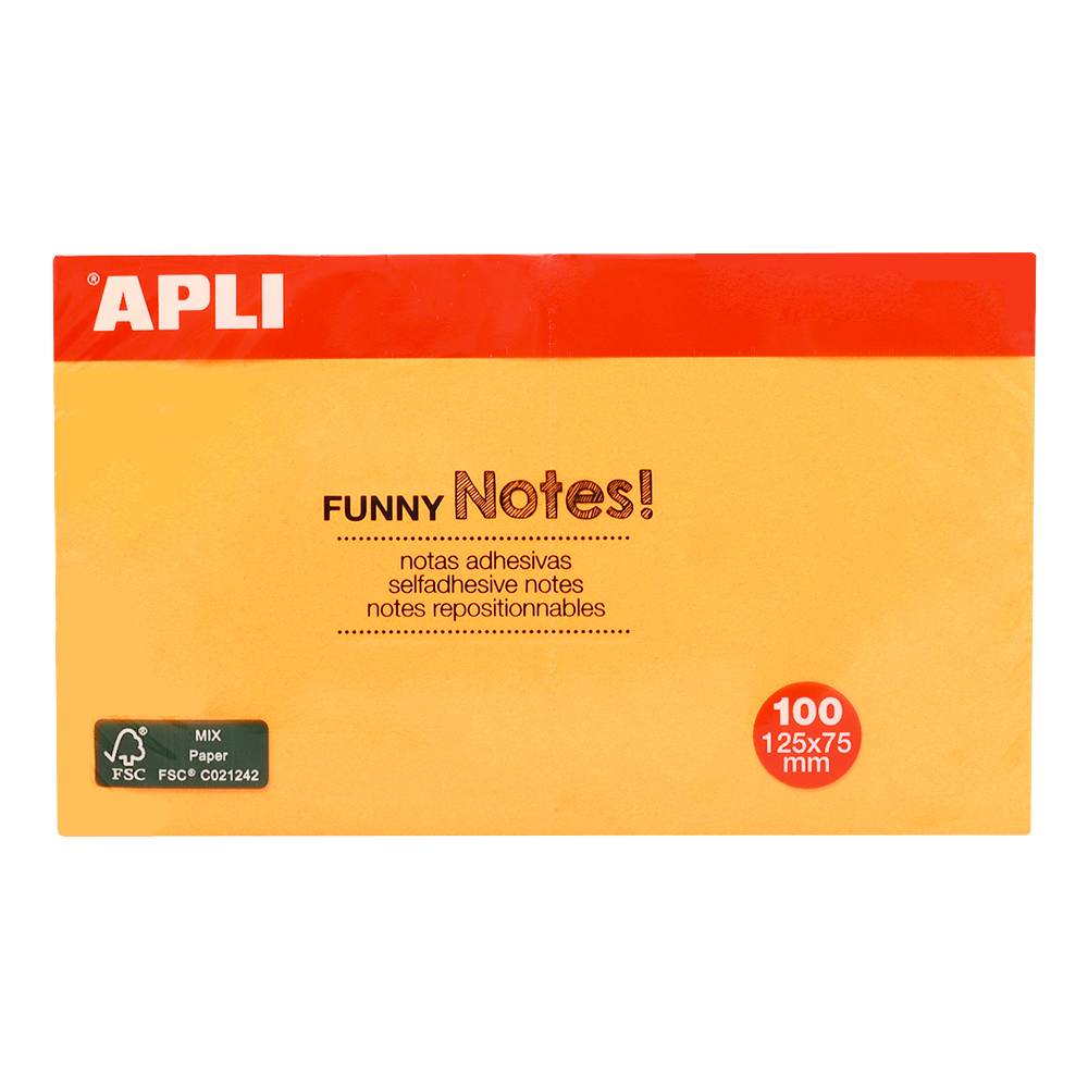 Bločky samolepiace 75x125mm 100 listov oranžové Apli