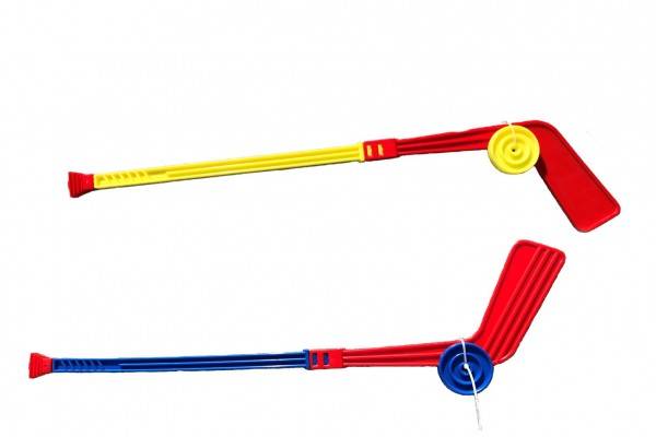 Hokejka plastová s pukom 74cm mix farieb