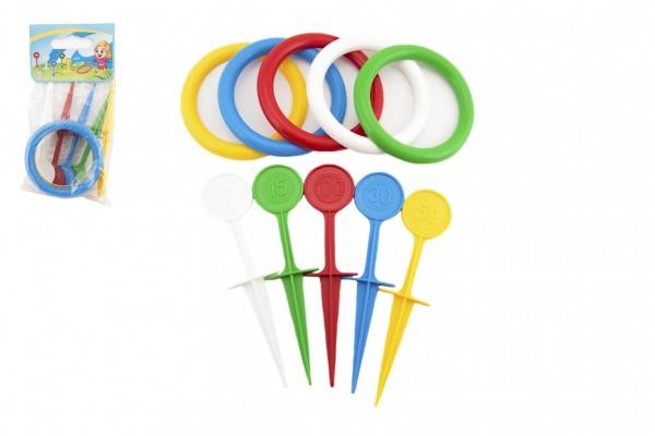 Hra hádzací krúžky a kolíky plast 22cm v sáčku