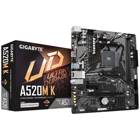 Gigabyte A520M K , AMD A520, AM4, 2xDDR4, mATX