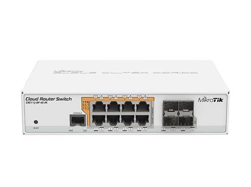 MIKROTIK RouterBOARD Cloud Router Switch CRS112-8P-4S-IN + L5 (400MHz; 128MB RAM; 8x GLAN POE;  4x SFP)