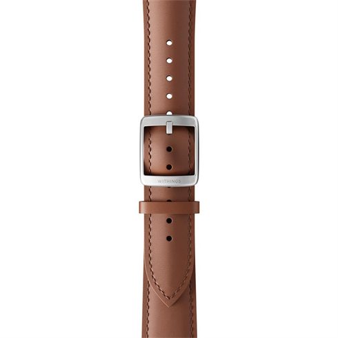 Withings remienok Curved Leather Wristband 20mm Brown & Silver