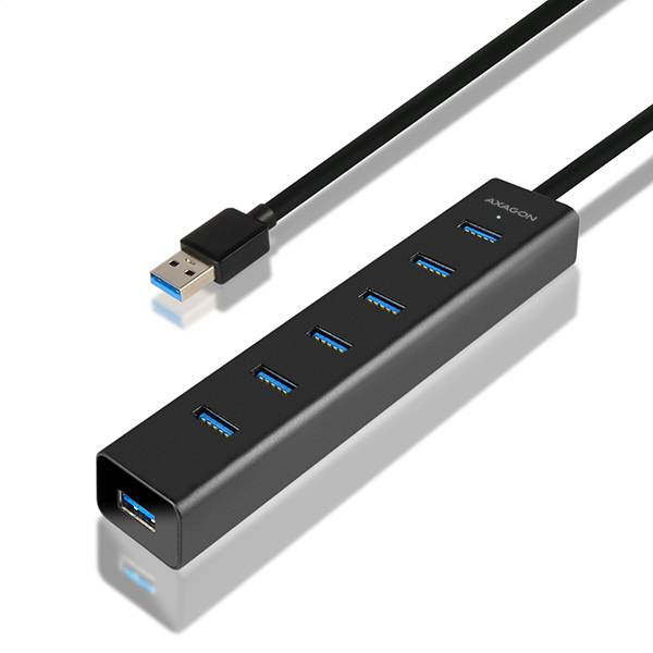 AXAGON HUE-SA7BP 7x USB 3.0 hub s podporou rýchlonabíjania, Black