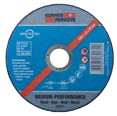 Kotúč KONNER D603 125x1,6x22 mm, rezný na kov