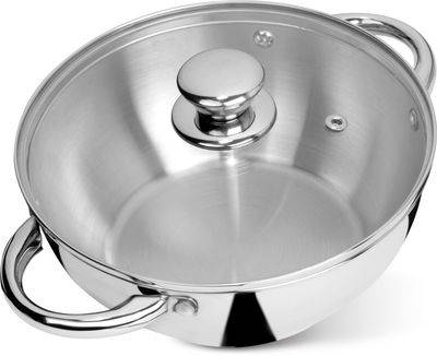 Wok MagicHome Hrniec Chloe, 26 cm, 5 lit., so sklenenou pokrievkou, nerez