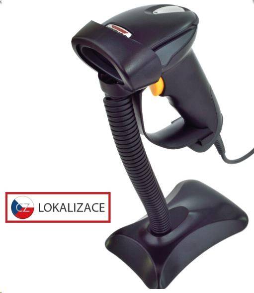 Virtuos CCD čítačka HT-310 s dlhým dosahom, USB (klávesnica / RS232), stojan, čierna