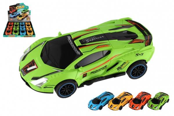 Auto závodné driftovací plast 16cm na zotrvačník 4 farby 8ks v boxe