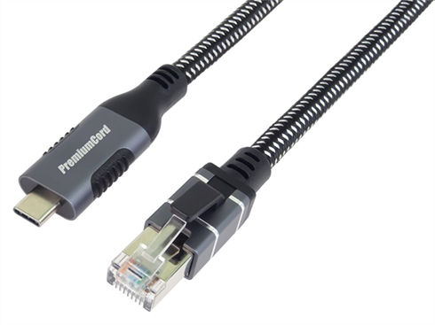 PremiumCord Ethernetový kábel USB-C -> LAN RJ45 10/100/1000 Mb 2m