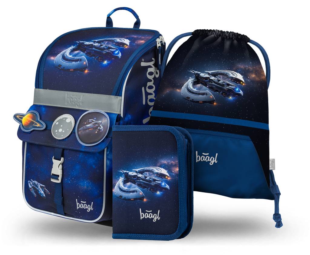 BAAGL SADA 3 Zippy Vesmírna loď: aktovka, peračník, vrecko