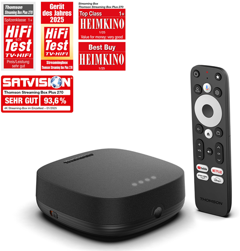 Thomson Streaming Box Plus 270 - 4K UHD, Google TV, Dolby Vision+Atmos
