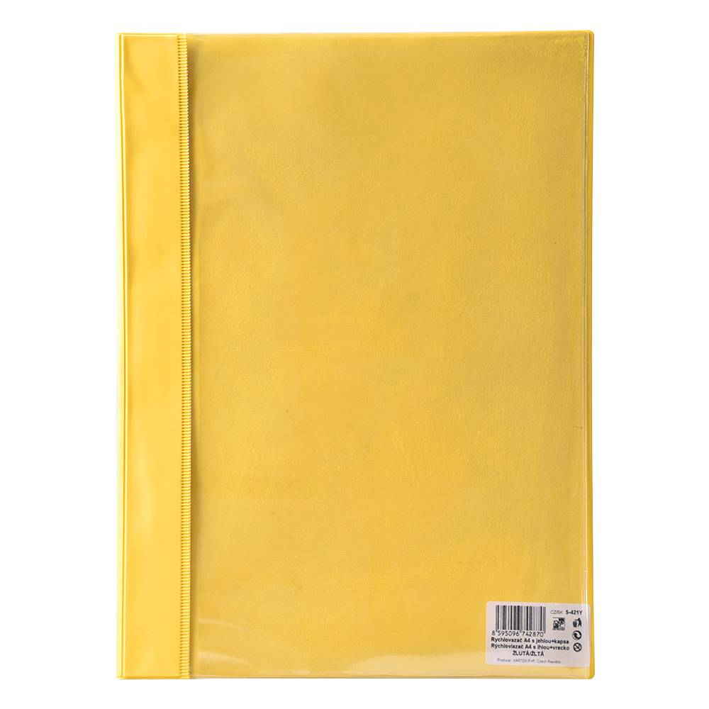 Rýchloviazač A4 RO PP PVC s priehľadným predným vreckom žltý
