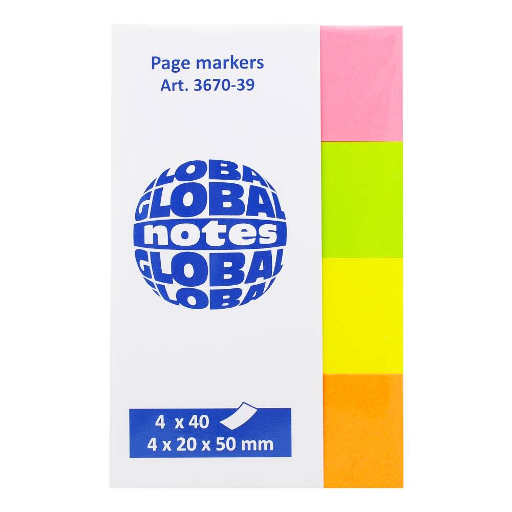 Bločky samolepiace index 20x50mm 4x40 listov neón mix