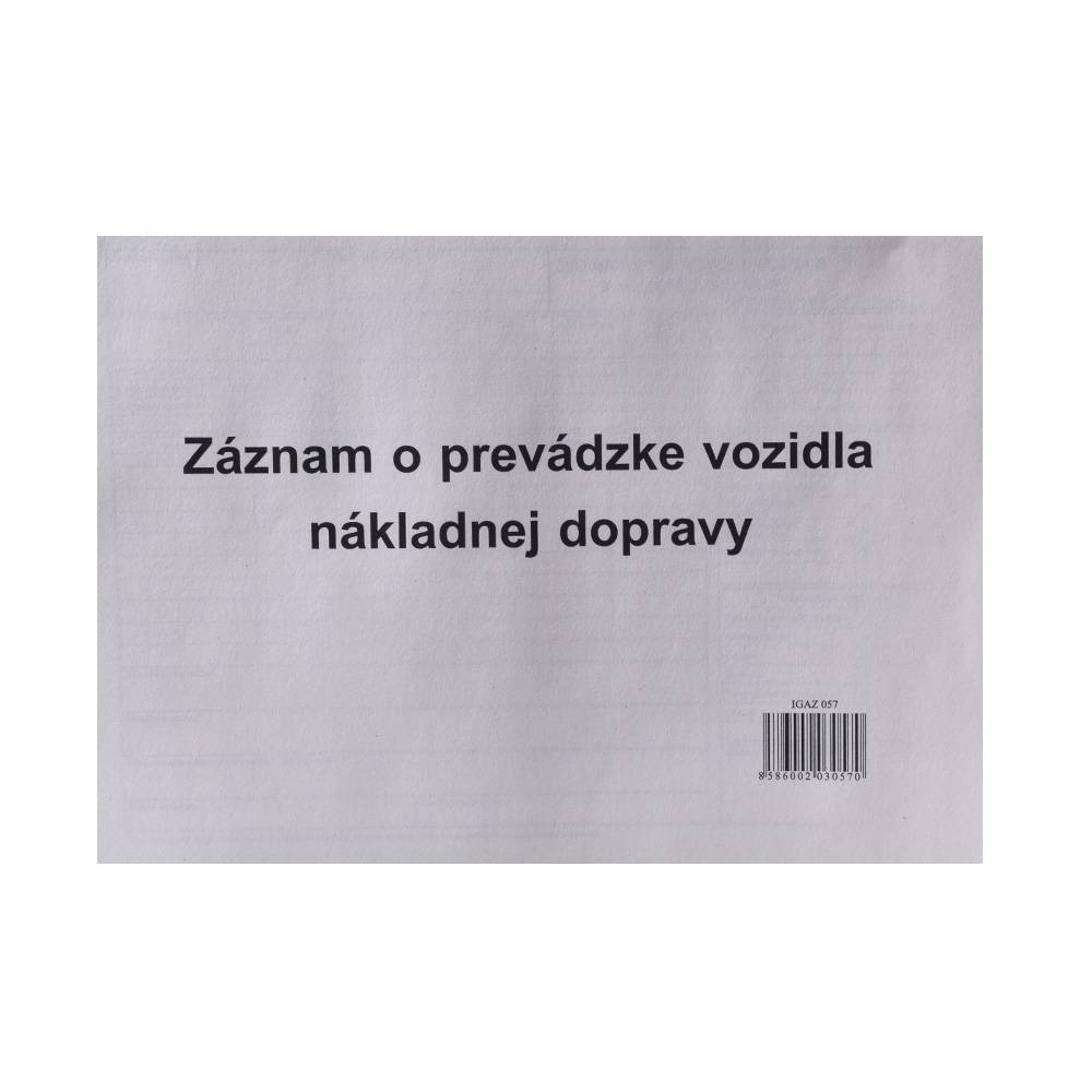 Igaz 57 Záznam o prevádzke vozidla nákladnej dopravy, A4, 100 listov, číslovaný