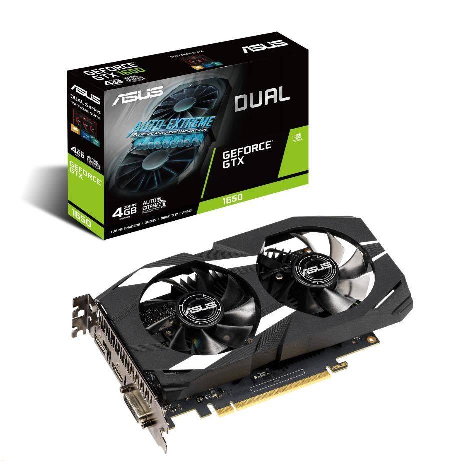 ASUS VGA NVIDIA DUAL-GTX1650-4G, GTX 1650, 4GB GDDR5, 1xHDMI, 1xDVI